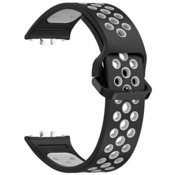 Pótszíj (egyedi méret, szilikon, lyukacsos, légáteresztő) FEKETE/SÖTÉTSZÜRKE Samsung Galaxy Fit 3 kép