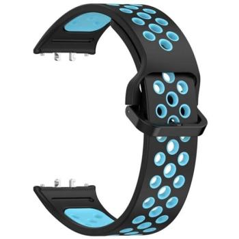 Pótszíj (egyedi méret, szilikon, lyukacsos, légáteresztő) FEKETE/VILÁGOSKÉK Samsung Galaxy Fit 3 kép