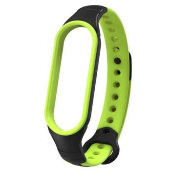 Pótszíj (egyedi méret, szilikon, lyukacsos, légáteresztő) FEKETE / ZÖLD Xiaomi Mi Band 5, Xiaomi Mi Band 6 kép
