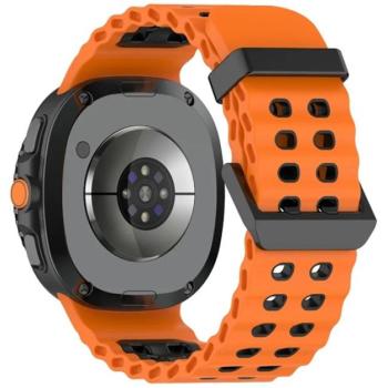 Pótszíj (egyedi méret, szilikon, lyukacsos, légáteresztő) NARANCSSÁRGA/FEKETE Samsung Galaxy Watch 8 eSIM 44mm (SM-L335), Galaxy Watch 8 eSIM 40mm (SM-L325), Galaxy Watch 8 Classic 46mm (SM-L50 kép