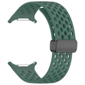 Pótszíj (egyedi méret, szilikon, lyukacsos, légáteresztő) SÖTÉTZÖLD Samsung Galaxy Watch Ultra eSIM 47mm (SM-L705) kép