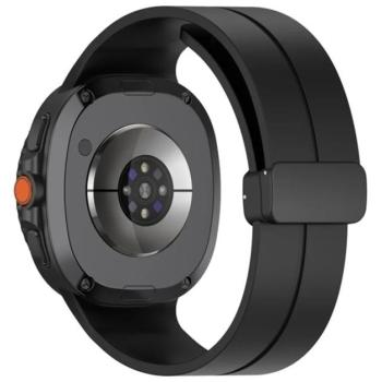 Pótszíj (egyedi méret, szilikon, pillangó csat) FEKETE SamsungGalaxy Watch 8 eSIM 44mm (SM-L335), Galaxy Watch 8 eSIM 40mm (SM-L325) kép