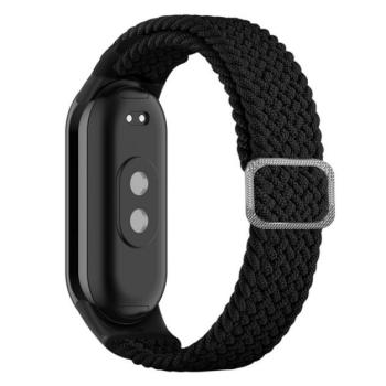 Pótszíj (egyedi méret, textil, szőtt minta, állítható) FEKETE Xiaomi Band 8 kép