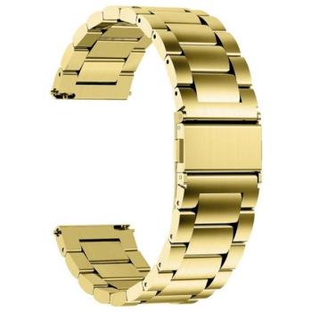 Pótszíj (univerzális, 20 mm, rozsdamentes acél, állítható, pillangó csat) ARANY Huawei Watch GT 2 42mm, Samsung Galaxy Watch Active 2 44mm (SM-R820N), Samsung Galaxy Watch Active 2 40mm (SM-R8 kép