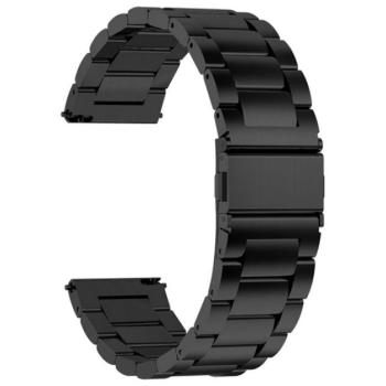 Pótszíj (univerzális, 20 mm, rozsdamentes acél, állítható, pillangó csat) FEKETE Huawei Watch GT 2 42mm, Samsung Galaxy Watch Active 2 44mm (SM-R820N), Samsung Galaxy Watch Active 2 40mm (SM-R kép