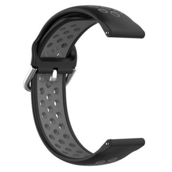Pótszíj (univerzális, 20 mm, szilikon, lyukacsos, légáteresztő) FEKETE / SZÜRKE Garmin Swim Watch, Huawei Watch GT 2 42mm, Samsung Galaxy Watch Active 2 44mm (SM-R820N), Samsung Galaxy Watch Ac kép