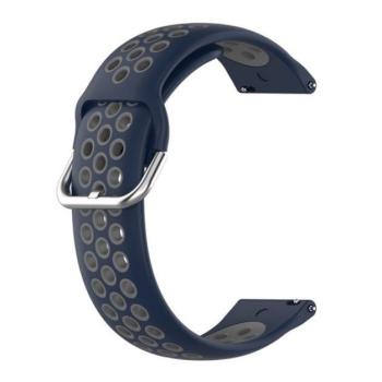 Pótszíj (univerzális, 20 mm, szilikon, lyukacsos, légáteresztő) SÖTÉTKÉK / SZÜRKE Garmin Swim Watch, Huawei Watch GT 2 42mm, Samsung Galaxy Watch Active 2 44mm (SM-R820N), Samsung Galaxy Wat kép