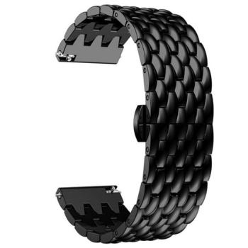 Pótszíj (univerzális, 22 mm, fém) FEKETE Huawei Watch GT 2 46mm, Huawei Watch GT, Huawei Watch GT Active, Huawei Watch GT Fortuna, Huawei Watch, Huawei Watch Magic, Huawei Watch 2, Huawei Watch 2 kép