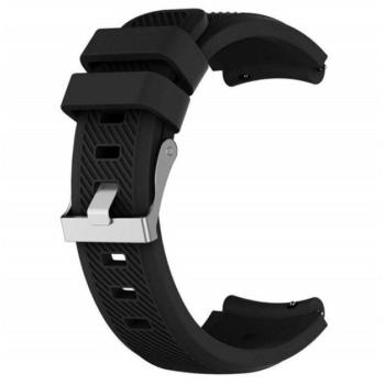 Pótszíj (univerzális, 22 mm, szilikon, állítható, csíkos minta) FEKETE Huawei Watch GT 2 46mm, Huawei Watch GT, Huawei Watch GT Active, Huawei Watch GT Fortuna, Huawei Watch, Huawei Watch Magic kép