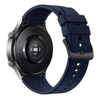 Pótszíj (univerzális, 22 mm, szilikon, állítható, fekete kapocs) SÖTÉTKÉK Huawei Watch GT 2 46mm, Huawei Watch GT, Huawei Watch GT Active, Huawei Watch GT Fortuna, Huawei Watch, Huawei Watch kép
