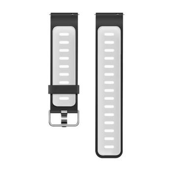 Pótszíj (univerzális, 22mm, szilikon) FEKETE/FEHÉR Xiaomi Watch S3, Huawei Watch GT 2 46mm, Huawei Watch GT kép