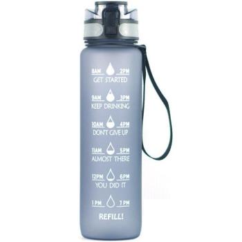 Prémium motivációs sport kulacs, idősáv, motivációs szöveg, kézpánttal, 1000 ml, Wooze You Did It, szürke kép