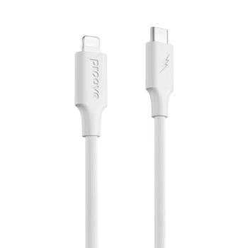Proove Striped Silicone Type-C - Lightning kábel 3A 1m - fehér kép