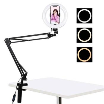 Puluz PKt3089B LED Ring lámpa / asztali telefon állvány, 20cm, fekete kép