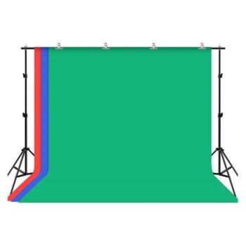 Puluz PKt5205 2x3m háttértartó állvány + 3db szövet háttér 3x2.9m (zöld, kék, piros) kép