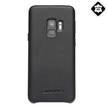 QIALINO műanyag telefonvédő (valódi bőr bevonat) FEKETE Samsung Galaxy S9 (SM-G960) kép