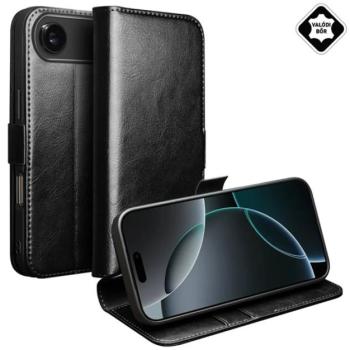 QIALINO tok álló, valódi bőr (FLIP, oldalra nyíló, asztali tartó) FEKETE Apple iPhone 17 Air kép