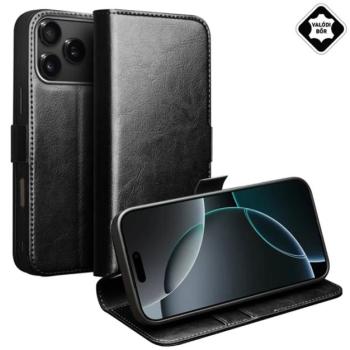 QIALINO tok álló, valódi bőr (FLIP, oldalra nyíló, asztali tartó) FEKETE Apple iPhone 17 Pro kép