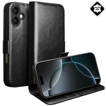 QIALINO tok álló, valódi bőr (FLIP, oldalra nyíló, asztali tartó) FEKETE Apple iPhone 17 kép