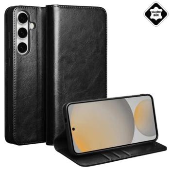 QIALINO tok álló, valódi bőr (FLIP, oldalra nyíló, asztali tartó) FEKETE Samsung Galaxy S25 FE (SM-S731) kép