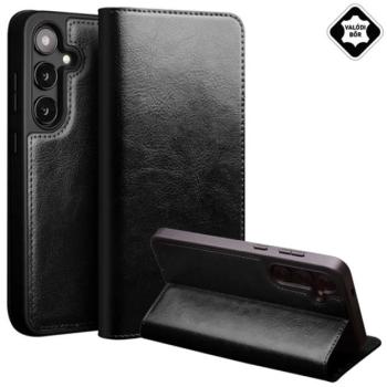 QIALINO tok álló, valódi bőr (FLIP, oldalra nyíló, asztali tartó) FEKETE Samsung Galaxy S25 (SM-S931) kép