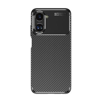 Realme 10 4G, Szilikon tok, közepesen ütésálló, légpárnás sarok, karbon minta, fekete kép