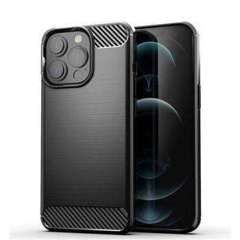 Realme 10 4G, Szilikon tok, közepesen ütésálló, szálcsiszolt, karbon minta, fekete kép
