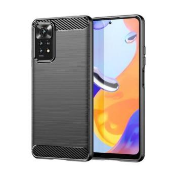 Realme 11 Pro / 11 Pro Plus, Szilikon tok, közepesen ütésálló, szálcsiszolt, karbon minta, fekete kép