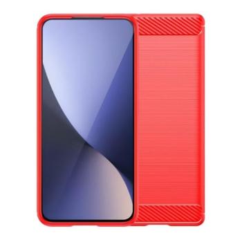 Realme GT6 / GT 6T / GT Neo6 / GT Neo6 SE, közepesen ütésálló, szálcsiszolt, karbon minta, piros kép