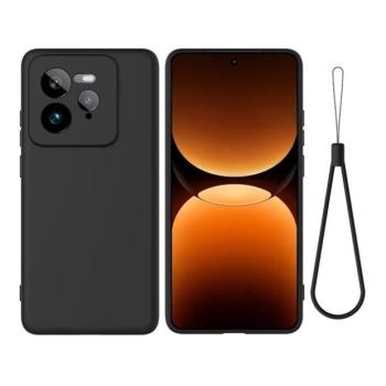 Realme GT7 Pro, Szilikon tok, mikrofiber belső, kézpánttal, fekete kép