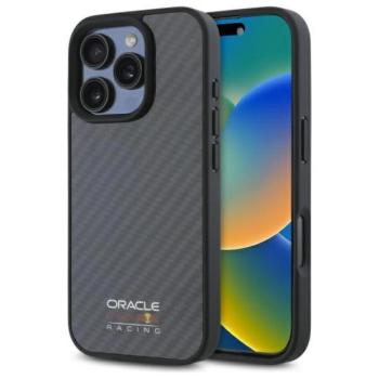 Red Bull RBHMP16L24CFILSK Carbon Fiber Shiny Logo MagSafe-kompatibilis tok iPhone 16 Pro - fekete kép