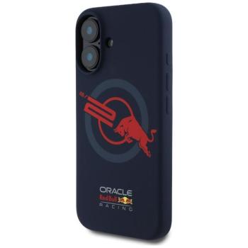 Red Bull RBHMP16S24SIOLVR Silicone ORBR20 Logo Red Lining MagSafe-kompatibilis tok iPhone 16 - tengerészkék kép