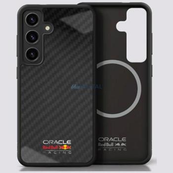 Red Bull RBHMS25S24CFILSK Real Carbon Fiber Shiny Logo MagSafe-kompatibilis tok Samsung Galaxy S25 - piros kép