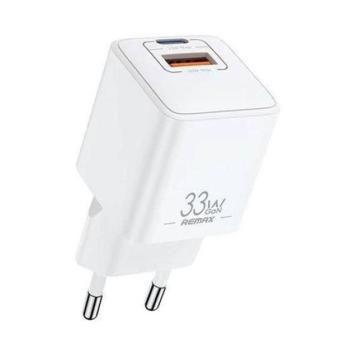 REMAX BATT hálózati töltő USB+Type-C aljzat (33W, GaN, PD gyorstöltő) FEHÉR kép