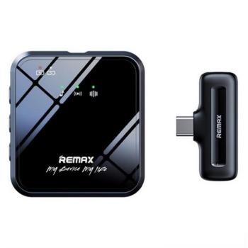 REMAX bluetooth mikrofon (Type-C, zajszűrő, 360°, LAVALIER csiptethető, LED jelzés) FEKETE kép