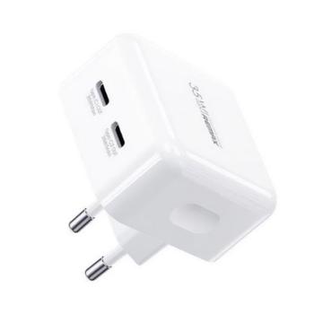 REMAX FIYEO hálózati töltő 2 Type-C aljzat (5V / 3A, 35W, QC, PD gyorstöltés támogatás) FEHÉR Xiaomi Poco F5 Pro, Asus Zenfone 10, TCL 408, Samsung Galaxy A34 5G (SM-A346), Honor Pad X9 , Not kép