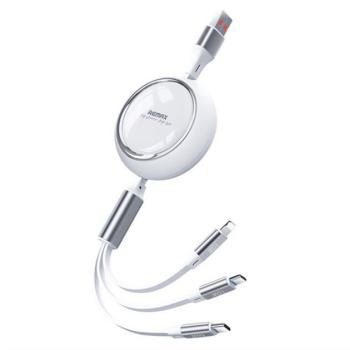 REMAX LINON adatkábel 3in1 (USB - lightning/Type-C/microUSB, 2.4A, 66W, gyorstöltő, 100cm) FEHÉR kép