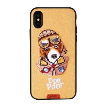 Remax RM-1647 iPhone X XS (5,8&quot;) barna kutyás hátlap tok &quot;Dog Pilot&quot; kép