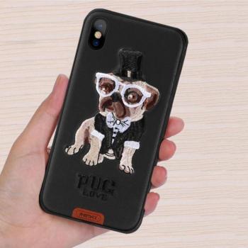 Remax RM-1647 iPhone X XS (5,8&quot;) fekete kutyás hátlap tok &quot;Pug love&quot; kép