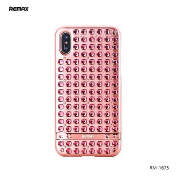 Remax RM-1675 iPhone X / XS (5,8&quot;) rózsaszín köves kemény hátlap tok kép