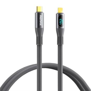 REMAX ZISEE adatkábel (Type-C - lightning 8pin, 20W, PD gyorstöltés támogatás, 120cm, LED kijelző) SZÜRKE Apple IPAD, IPAD 2, IPAD (3rd Generation) kép