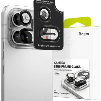 Ringke Nothing Phone 4A Pro tempered glass kamera védő üvegfólia felhelyező kerettel, fekete (2db) kép