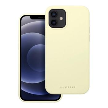 Roar Apple iPhone 12 prémium szilikon tok velúr béléssel, világossárga kép