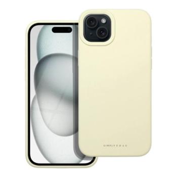 Roar Apple iPhone 15 Plus prémium szilikon tok velúr béléssel, világossárga kép
