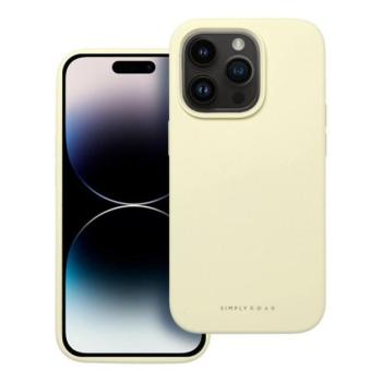 Roar Apple iPhone 15 Pro prémium szilikon tok velúr béléssel, világossárga kép