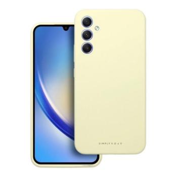 Roar Samsung Galaxy A34 5G prémium szilikon tok velúr béléssel, világossárga kép