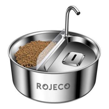Rojeco rozsdamentes acél kisállat szökőkút és adagoló 2 az 1-ben, 3,2l, ezüst kép
