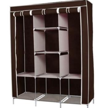 Ruhás szekrény, mobil, cipzározható ajtó, védőhuzattal, 130 x 45 x 170 cm, barna kép