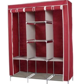 Ruhás szekrény, mobil, cipzározható ajtó, védőhuzattal, 130 x 45 x 170 cm, bordó kép