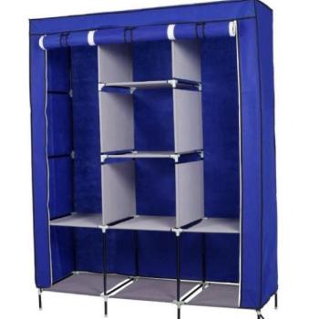 Ruhás szekrény, mobil, cipzározható ajtó, védőhuzattal, 130 x 45 x 170 cm, kék kép